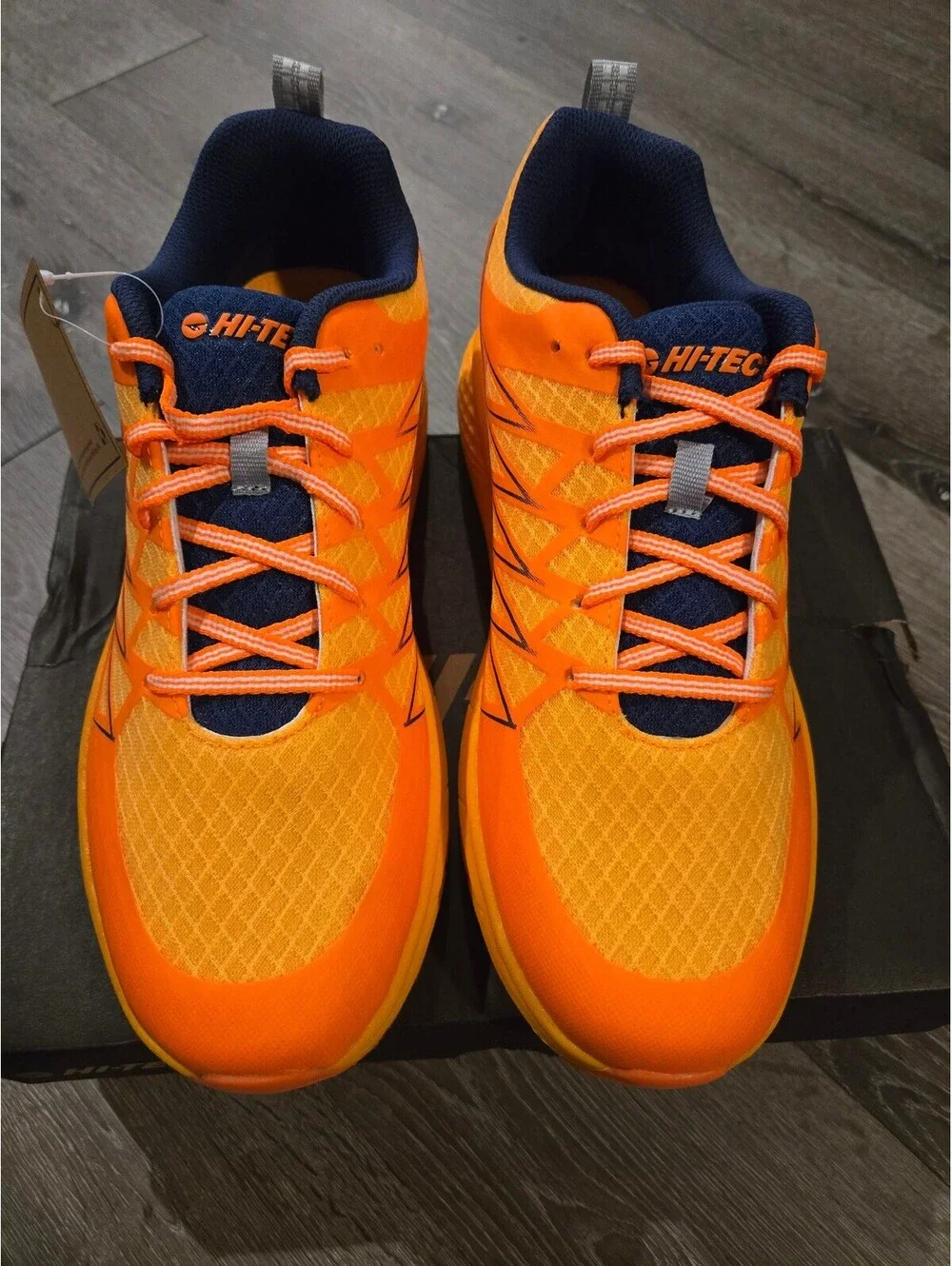 Hi-Tec Demolisher Low Shocking Orange Pop Navy Men Size 10.5 CH80045M-OOD